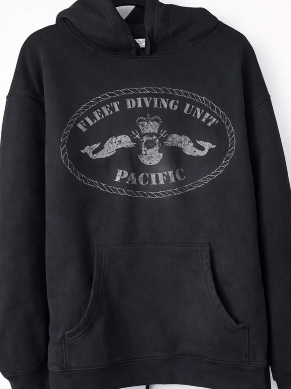 Black Graphic Hooded Sweatshirt - Fleet Diving Unit Pacific